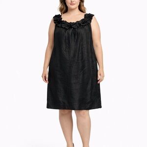 London Style Black Cocktail Dress Ruffle Sleeveless Size 16